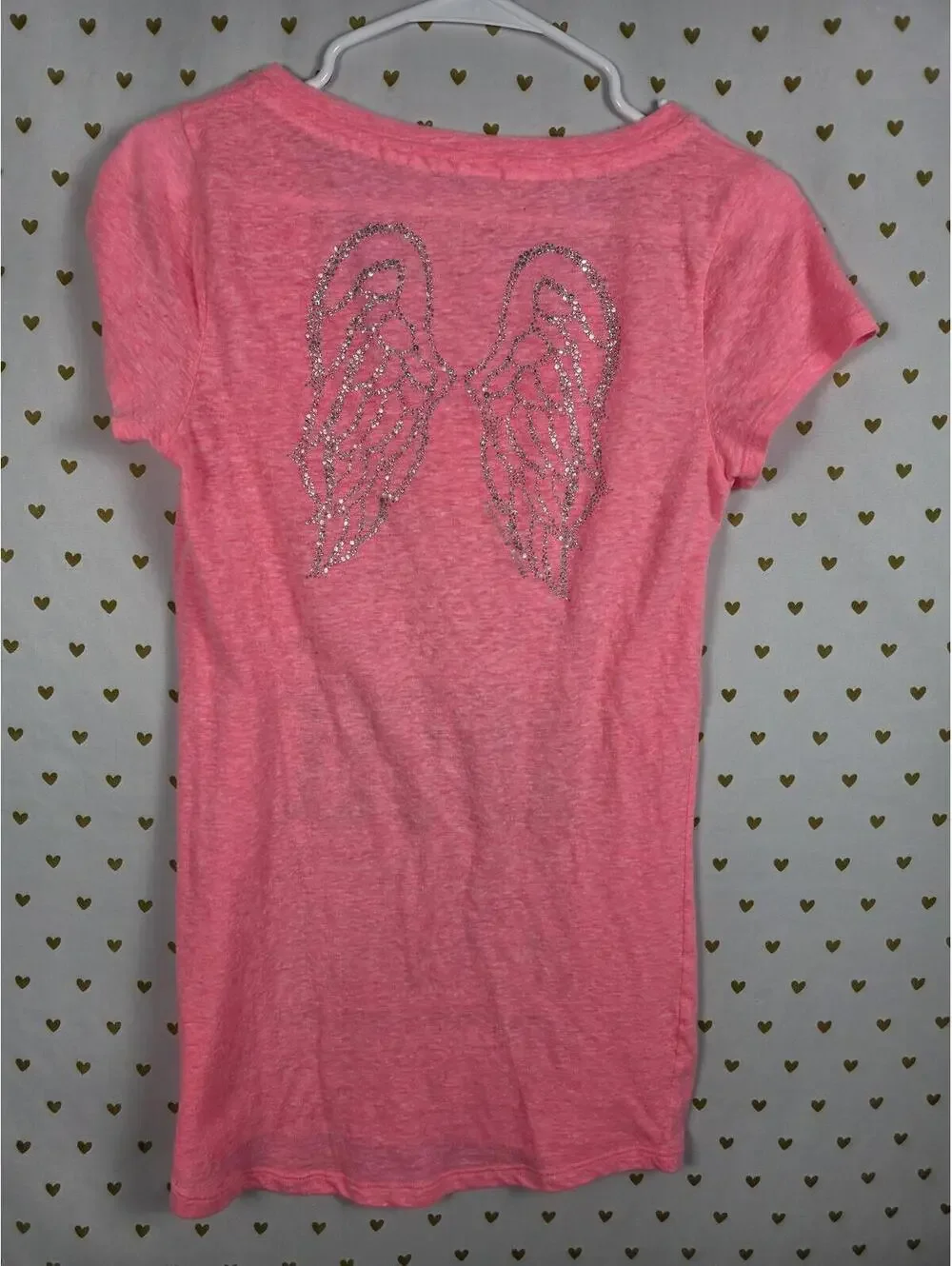 Victorias Secret ANGEL BLING WINGS Neon V neck SUPERMODEL ESSENTIALS Tee Shirt - Picture 6 of 9